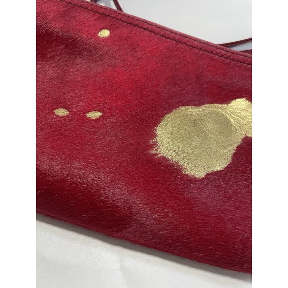 DARCY by Hobo Bags Crossbody Calf Hair  3-in-1  Shoulder Bag Wristlet Red Gold - Picture 2 of 7